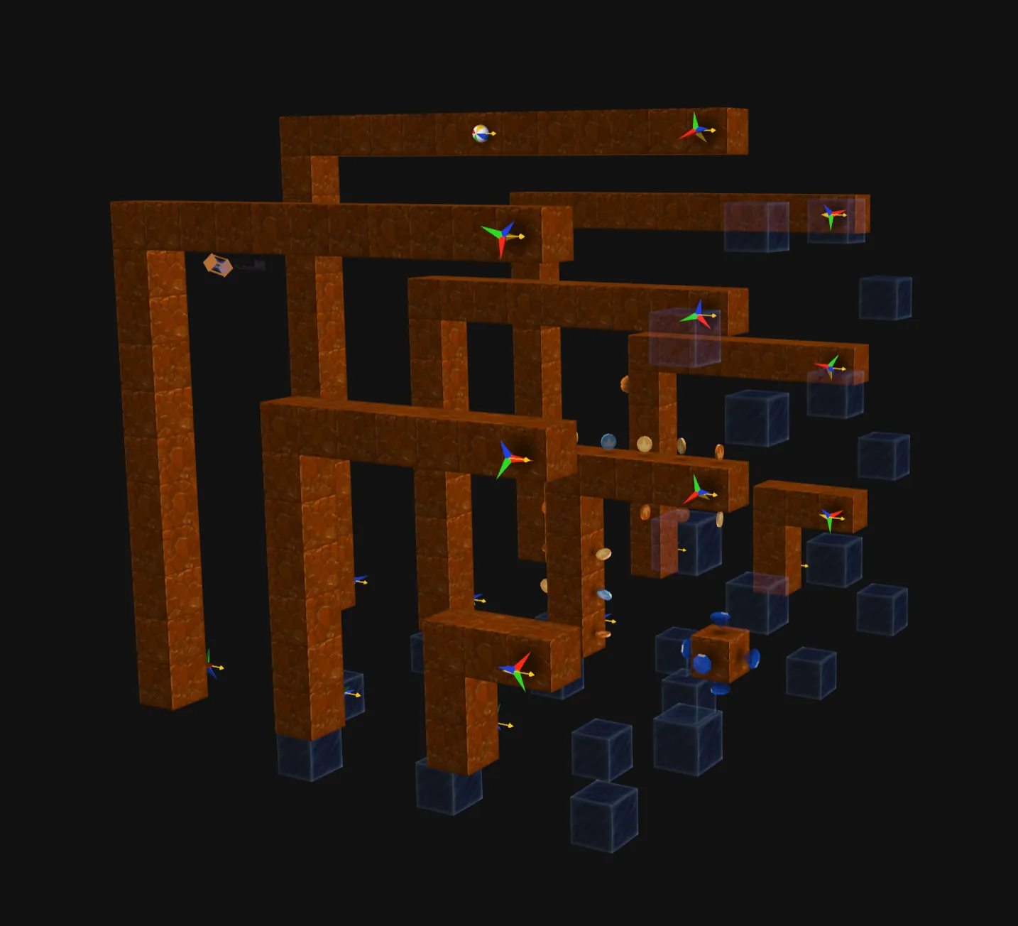 Screenshot of the bonus level showing all of the slow moving stars set to the wrong direction.