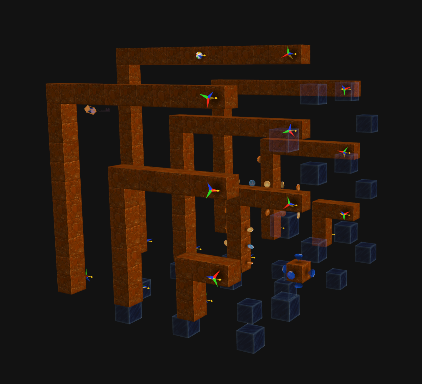 Screenshot of the bonus level showing all of the slow moving stars set to the wrong direction.